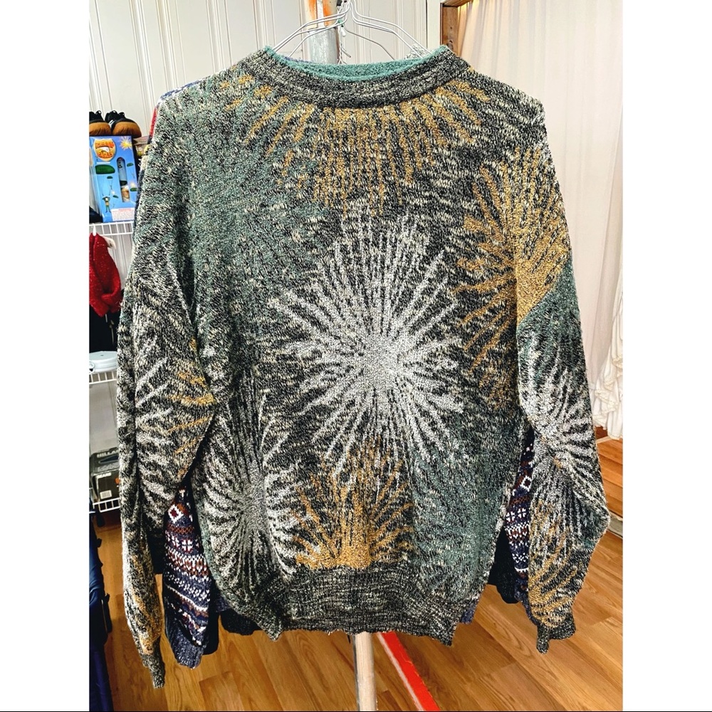 Vintage 90s Cambio Italia Wool Blend Star Burst Design Pullover Sweater Size XL